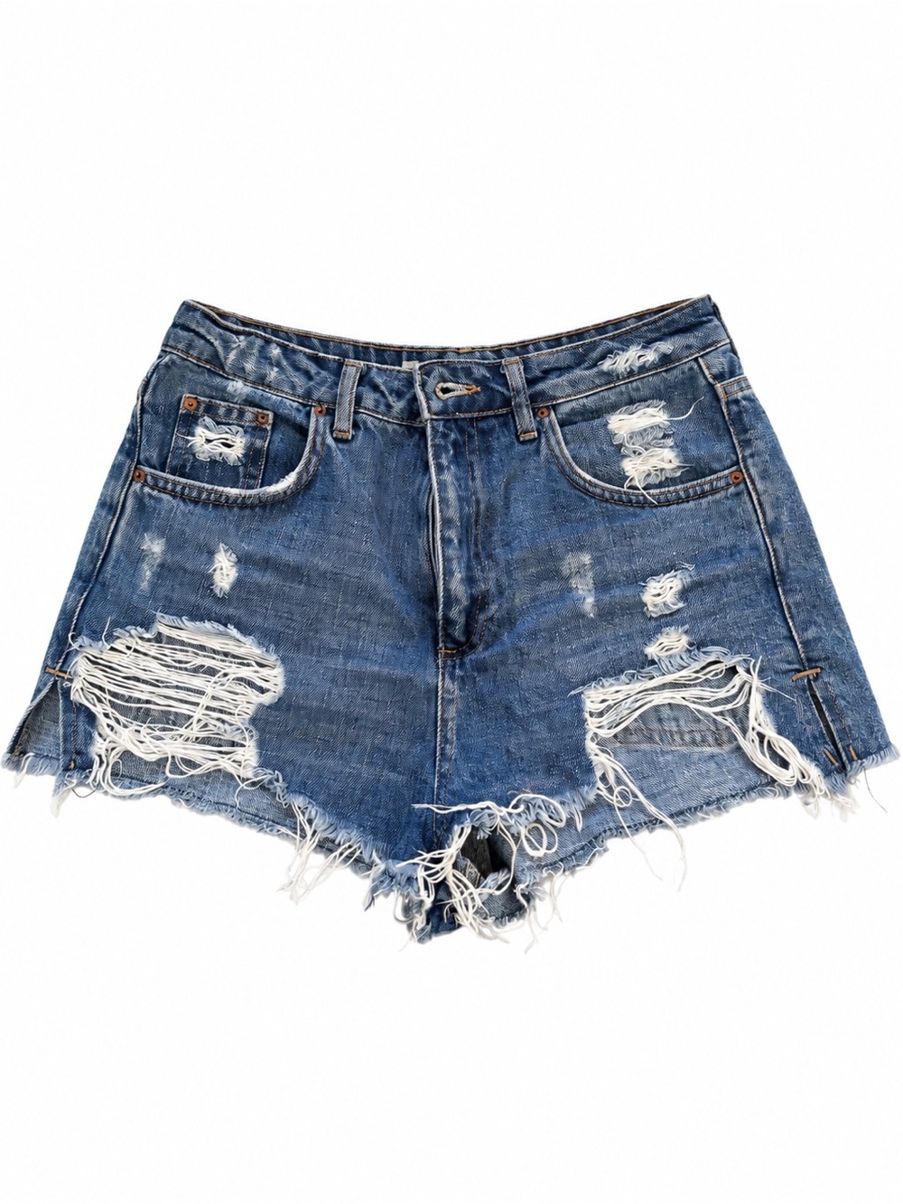 Topshop Distressed Blue Denim Cutoff Shorts